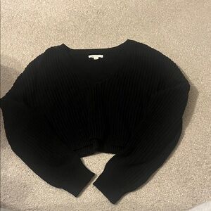 Aeropostale Cropped Vneck Black Knit Sweater